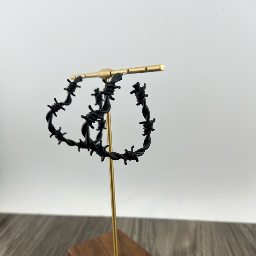 Black Barbed Wire Hoop Earrings